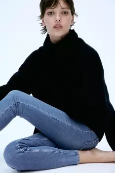 Узкие высокие джинсы H&M, голубой