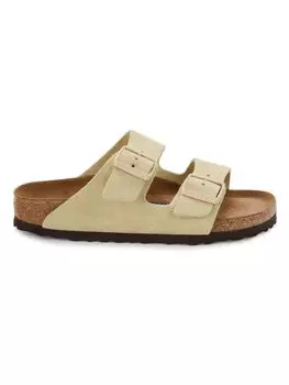 Узкие замшевые сандалии на плоской подошве Arizona Birkenstock, бежевый