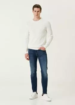 Узкие зауженные джинсовые брюки цвета индиго 7 For All Mankind