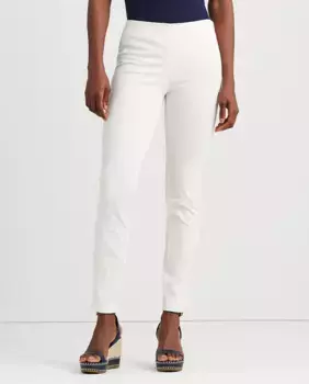 Узкие женские брюки из твила Lauren Ralph Lauren, белый