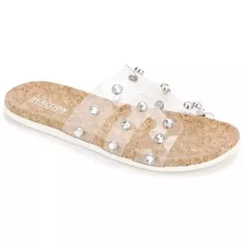 Узкие женские сандалии-слайды из пробки с декором Kenneth Cole Reaction, цвет clear