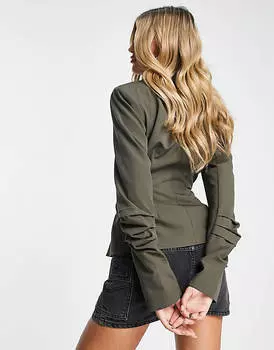 Узкий блейзер цвета хаки COLLUSION со сборками