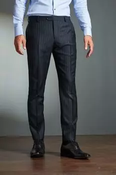 Узкий брючный костюм Signature Empire Mills из 100 % шерсти в полоску Next, синий