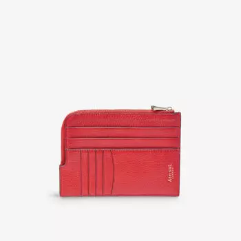 Узкий дорожный кошелек из галечной кожи на молнии Aspinal Of London, красный