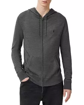 Узкий худи на молнии из мериносовой шерсти Mode ALLSAINTS, серый