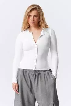 Узкий кардиган с длинными рукавами и пуговицами Weekday, белый