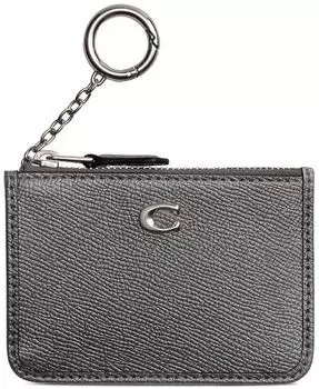 Узкий кожаный кошелек Crossgrain Mini ID в штучной упаковке COACH, серый