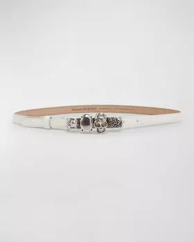 Узкий кожаный ремень The Knuckle Alexander McQueen