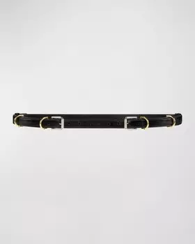 Узкий кожаный ремень Voyou V2 с зернистой текстурой Givenchy