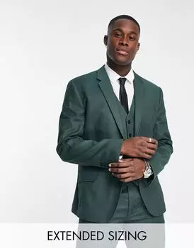Узкий льняной пиджак ASOS DESIGN лесного зеленого цвета