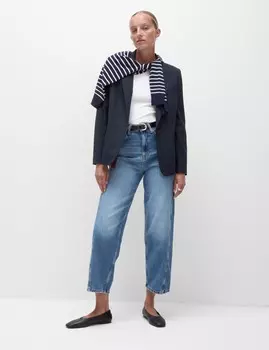 Узкий однобортный блейзер Marks & Spencer, темно-синий