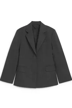 Узкий однобортный пиджак Arket, серый