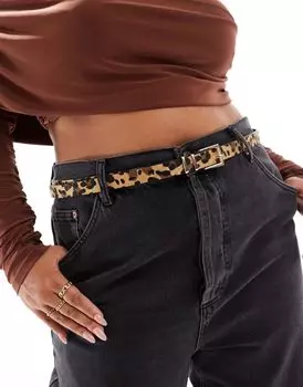 Узкий пестрый джинсовый ремень в стиле бойфренда ASOS DESIGN Curve для ношения на бедрах и талии