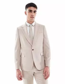 Узкий пиджак ASOS DESIGN из серо-коричневого фактурного шёлка