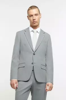 Узкий пиджак из твила River Island, серый
