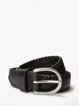 Узкий плетеный кожаный ремень Sianne John Lewis, черный