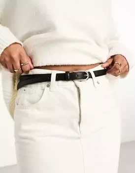 Узкий ремень на талию и набедренную повязку ASOS с пряжкой с золотым эффектом