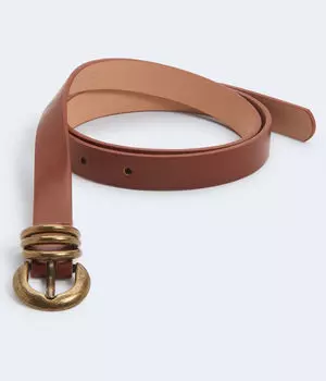 Узкий ремень с тройной петлей из искусственной кожи Aeropostale, коричневый