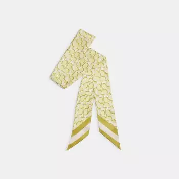 Узкий шелковый шарф с фирменным принтом COACH, цвет pale lime