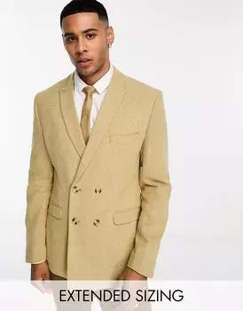 Узкий шерстяной блейзер с узором «елочка» ASOS DESIGN