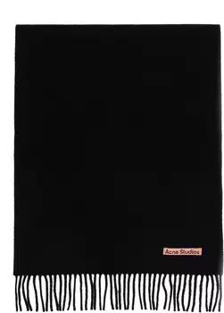 Узкий шерстяной шарф с бахромой Acne Studios, черный