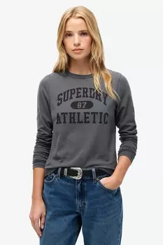 Узкий спортивный топ Ringer с длинными рукавами Superdry, серый