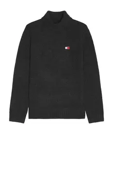 Узкий свитер с воротником-стойкой и значком Tommy Jeans, синий