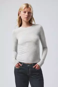 Узкий топ с длинными рукавами Weekday, серый