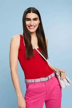 Узкий топ с квадратным вырезом Esprit, красный