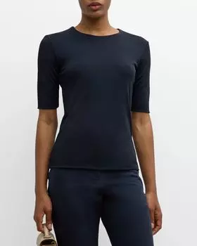 Узкий топ с рукавами до локтя Jil Sander, цвет Navy