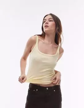 Узкий топ Topshop с овальным вырезом на бретелях цвета пахты