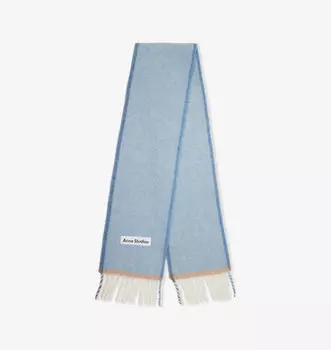 Узкий вязаный шарф с логотипом-нашивкой Acne Studios, синий