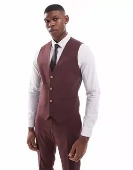 Узкий жилет ASOS DESIGN коричневого цвета