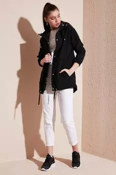 Узкое сезонное пальто Regular Fit с капюшоном 497GILMORE Lela, черный