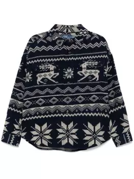 Узор-жаккард верхняя рубашка Polo Ralph Lauren, синий