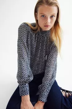 Узорчатая блузка H&M, синий