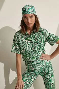 Узорчатая блузка с пуговицами Koton, зеленый
