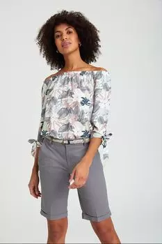 Узорчатая блузка с вырезом лодочкой Greenpoint, серый