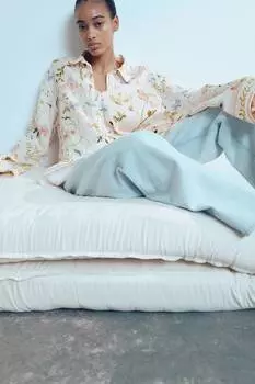 Узорчатая льняная блузка H&M, мультиколор