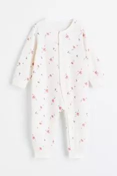 Узорчатая пижама H&M, натуральный белый/цветы