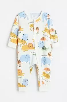 Узорчатая пижама H&M, натуральный белый/животные