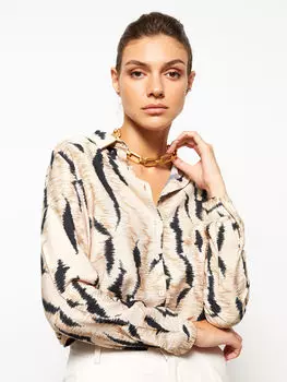 Узорчатая Женская рубашка с длинным рукавом и застежкой на пуговицы спереди LCWAIKIKI Classic