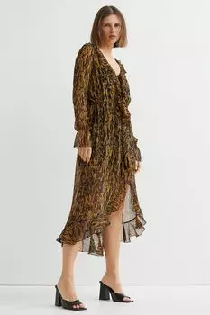 Узорчатое платье с воланами H&M, темно-бежевый/узор