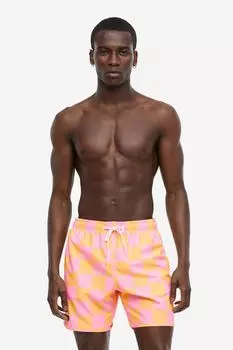 Узорчатые плавательные шорты H&M, оранжевый/розовый в клетку