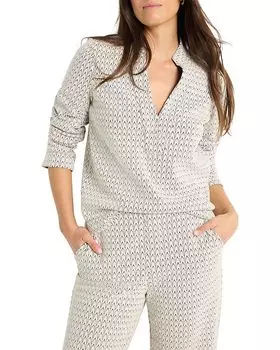 Узорчатый топ с V-образным вырезом NIC+ZOE, мультиколор