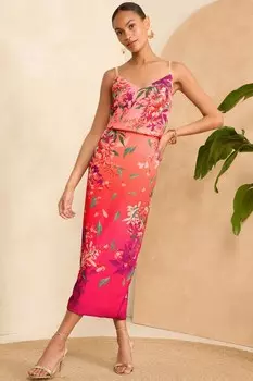 V&A | платье миди с принтом Love & Roses, розовый