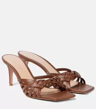 Вьена 70 мюли из металлизированной кожи Gianvito Rossi, Cuoio