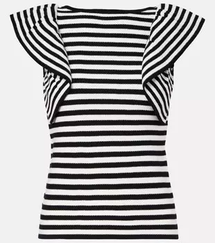 Вьете полосатый топ с рюшами Max Mara, Riga 1x1 Bianca