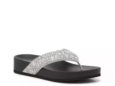 Вьетнамки Kelly & Katie Litny Wedge, черный/серебристый металлик