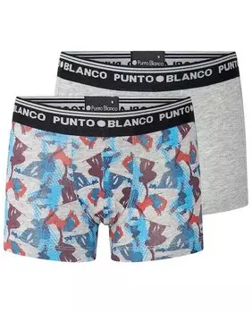 В комплекте 2 боксера для мальчика с логотипом на поясе Punto Blanco, мультиколор